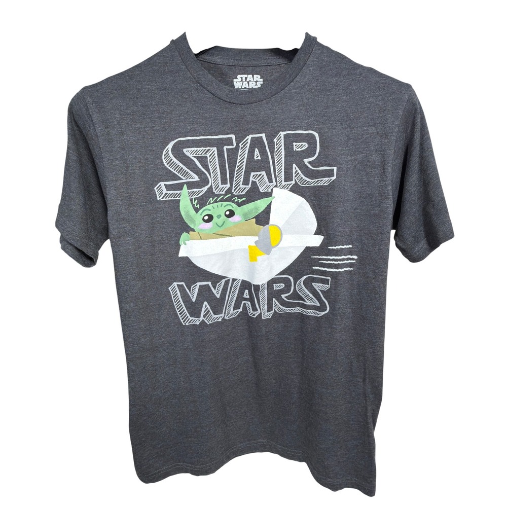 Star Wars Mad Engine Shirt Mens M Gray Grogu Crew Neck Comic Con Streetwear